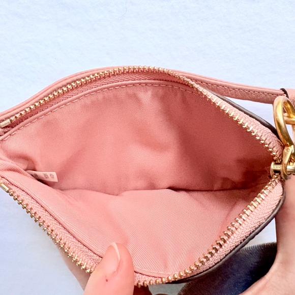 Tory Burch Perry Bombé Top Zip Card Case 5.75"W × 0.5"D x 3.25"H Pink Leather - Picture 3 of 6